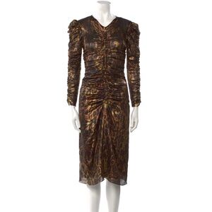 Isabel Marant Gold and Black Ruched Dress